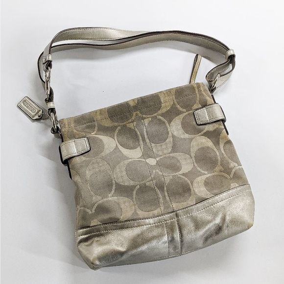 Coach Signature Sateen Duffle Shoulder Bag - Picture 5 of 9